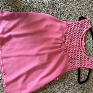 Pink Sleeveless Top with Lace Detail